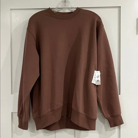 BP. Fleece Oversized Brown Crewneck Sweatshirt Casual Streetwear Size Small - Picture 1 of 4